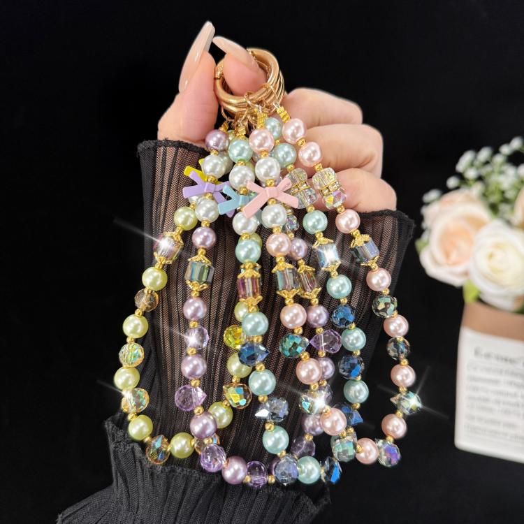 Bow Crystal Chain Phone Strap, Yellow, Purple, Pink, Blue