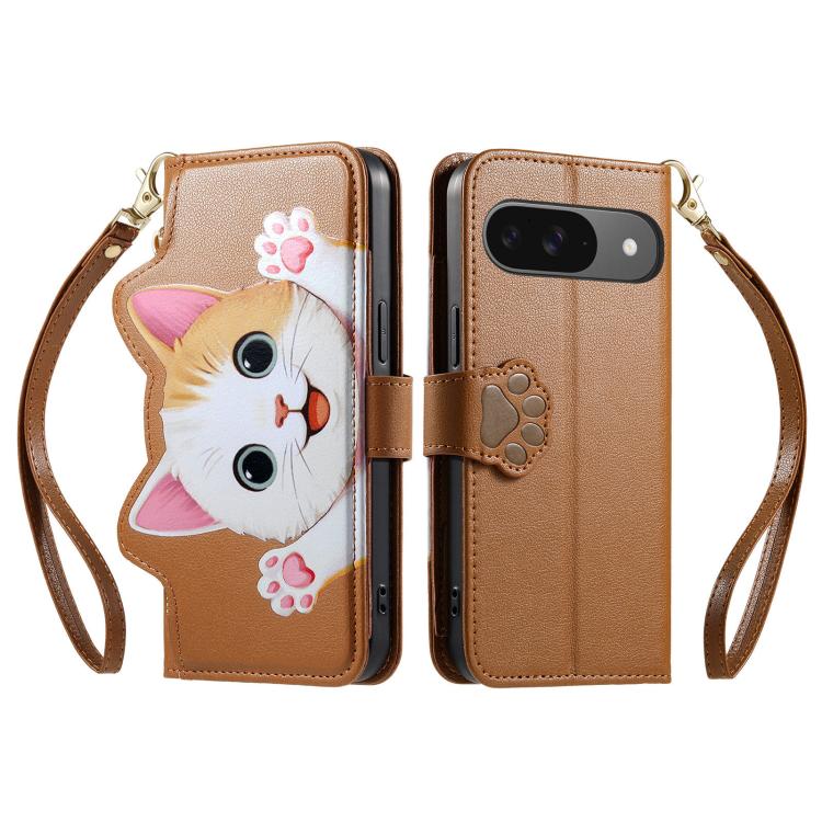 Cat-shaped Zipper Wallet Vegan Leather Phone Case with Strap, For Google Pixel 11 Pro XL, For Google Pixel 11 Pro, For Google Pixel 10a, For Google Pixel 9a, For Google Pixel 8a, For Google Pixel 8 Pro, For Google Pixel 8, For Google Pixel 7a          ...