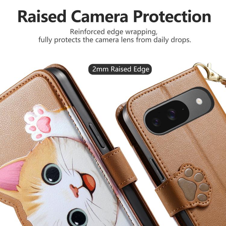 Cat-shaped Zipper Wallet Vegan Leather Phone Case with Strap, For Google Pixel 11 Pro XL, For Google Pixel 11 Pro, For Google Pixel 10a, For Google Pixel 9a, For Google Pixel 8a, For Google Pixel 8 Pro, For Google Pixel 8, For Google Pixel 7a          ...