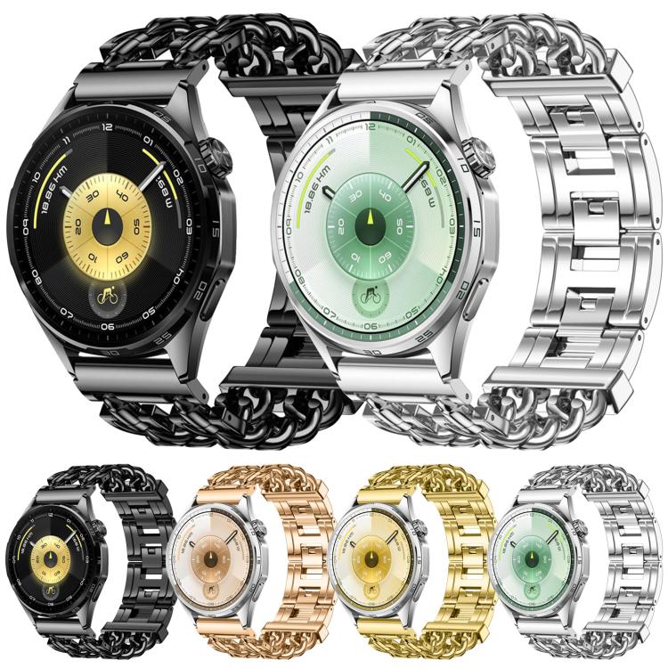 Butterfly Press Clasp Bullet Cuban Chain Link Stainless Steel Watch Band, 18mm, 22mm
