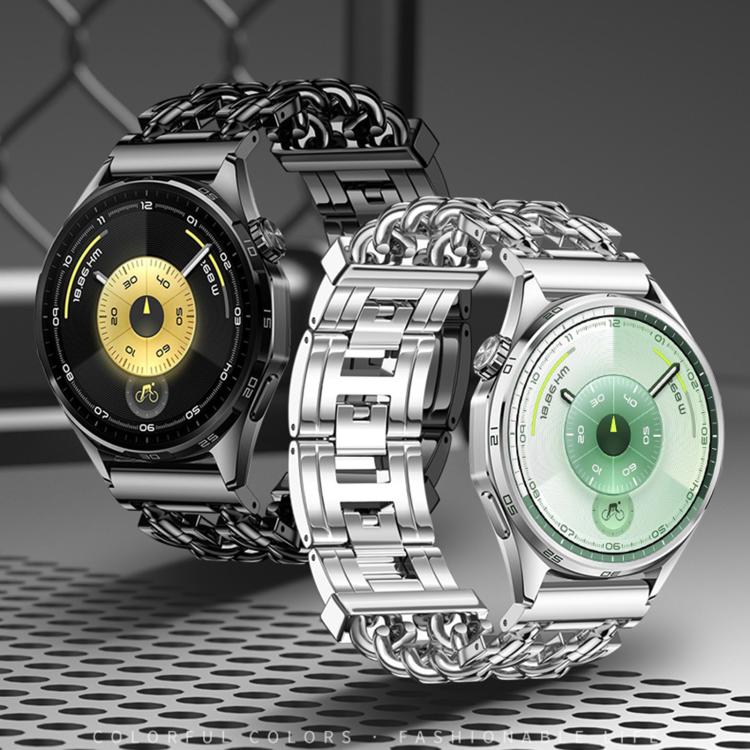 Butterfly Press Clasp Bullet Cuban Chain Link Stainless Steel Watch Band, 18mm, 22mm