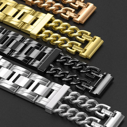 Butterfly Press Clasp Bullet Cuban Chain Link Stainless Steel Watch Band, 18mm, 22mm