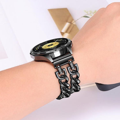 Butterfly Press Clasp Bullet Cuban Chain Link Stainless Steel Watch Band, 18mm, 22mm