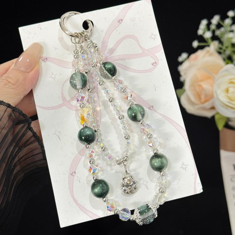 Soft Rubber Flower Double-layer Crystal Chain, Green, Purple, Red