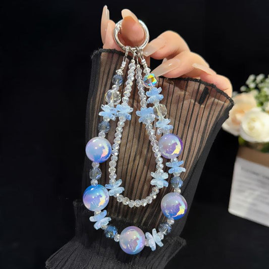Soft Rubber Flower Double-layer Crystal Chain, Green, Purple, Red
