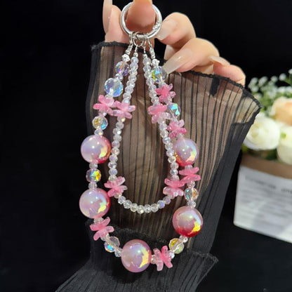 Soft Rubber Flower Double-layer Crystal Chain, Green, Purple, Red
