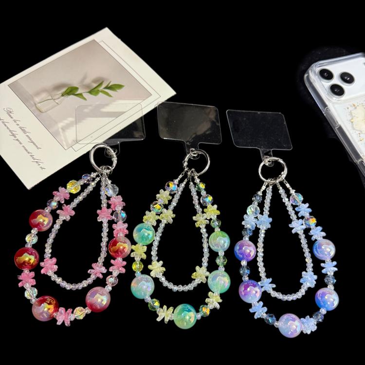 Soft Rubber Flower Double-layer Crystal Chain, Green, Purple, Red