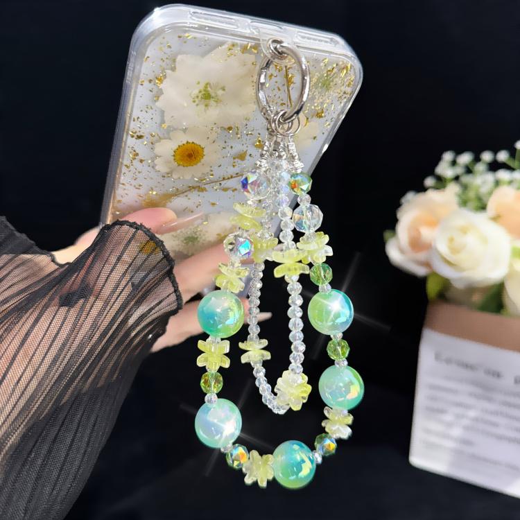 Soft Rubber Flower Double-layer Crystal Chain, Green, Purple, Red