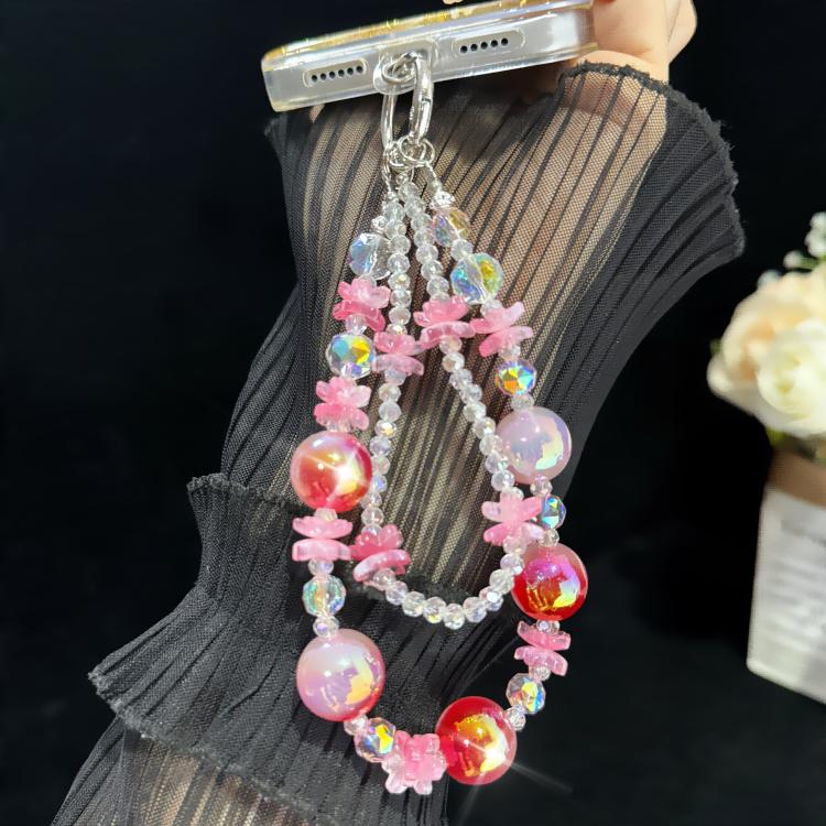 Soft Rubber Flower Double-layer Crystal Chain, Green, Purple, Red