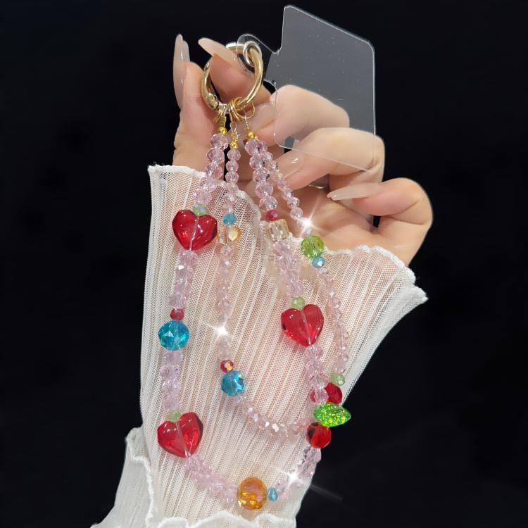 Crystal Heart Double-layer Phone Charm, White, Purple, Pink