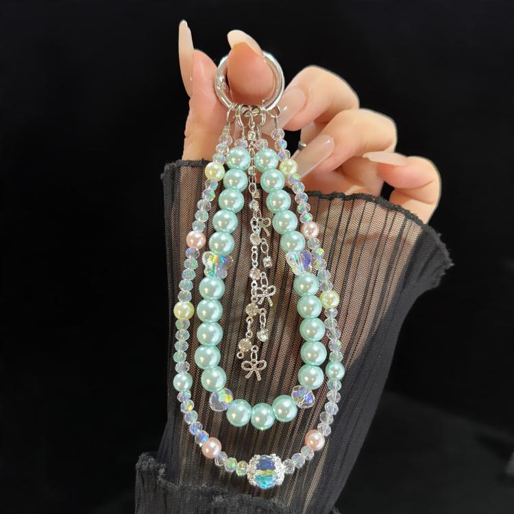 Crystal Butterfly Double-layer Phone Charm, Green, Pink, Blue