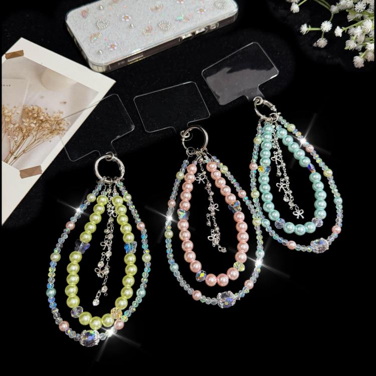 Crystal Butterfly Double-layer Phone Charm, Green, Pink, Blue