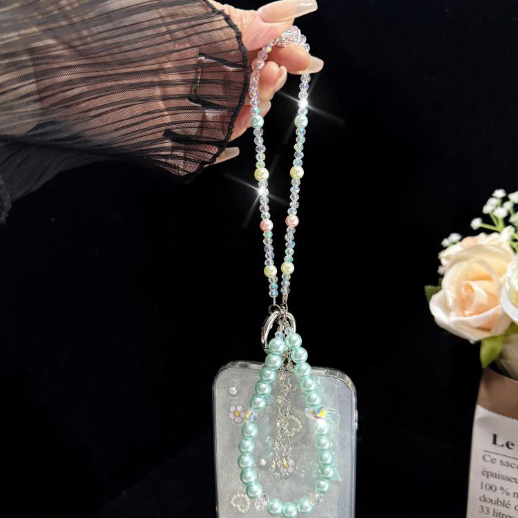 Crystal Butterfly Double-layer Phone Charm, Green, Pink, Blue