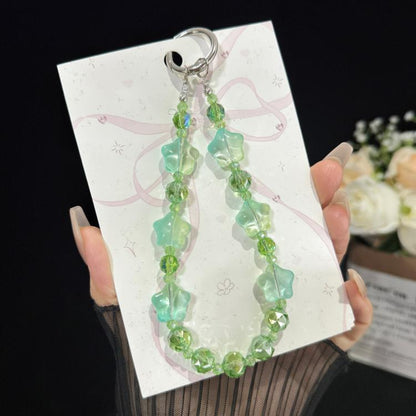 Alloy Lucky Cat Butterfly Double-layer Crystal Chain, Green, Yellow, Blue