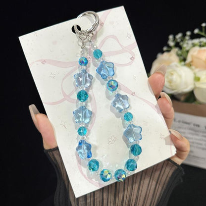 Alloy Lucky Cat Butterfly Double-layer Crystal Chain, Green, Yellow, Blue