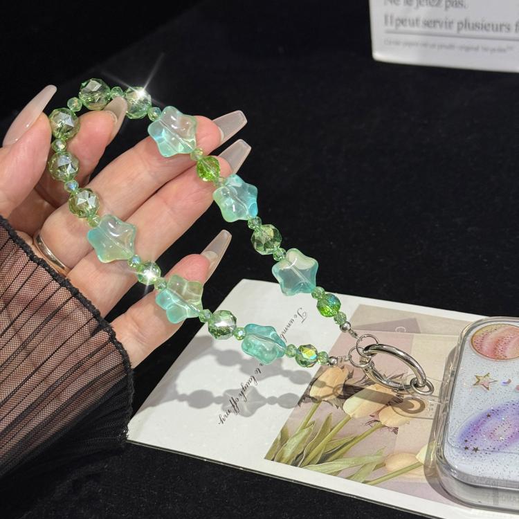 Alloy Lucky Cat Butterfly Double-layer Crystal Chain, Green, Yellow, Blue