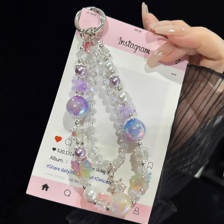 Snowflake Pendant Double-layer Crystal Chain, Green, Purple, Pink