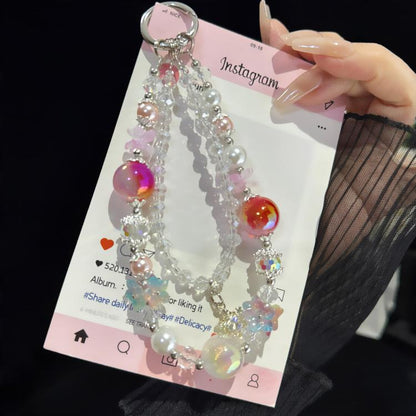 Snowflake Pendant Double-layer Crystal Chain, Green, Purple, Pink