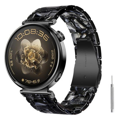 Butterfly Clasp Three Beads Resin Watch Band with Removal Tool, 18mm, 20mm, 22mm