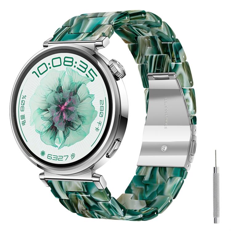 Butterfly Clasp Three Beads Resin Watch Band with Removal Tool, 18mm, 20mm, 22mm