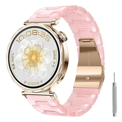 Butterfly Clasp Three Beads Resin Watch Band with Removal Tool, 18mm, 20mm, 22mm