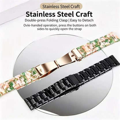 Butterfly Clasp Three Beads Resin Watch Band with Removal Tool, 18mm, 20mm, 22mm
