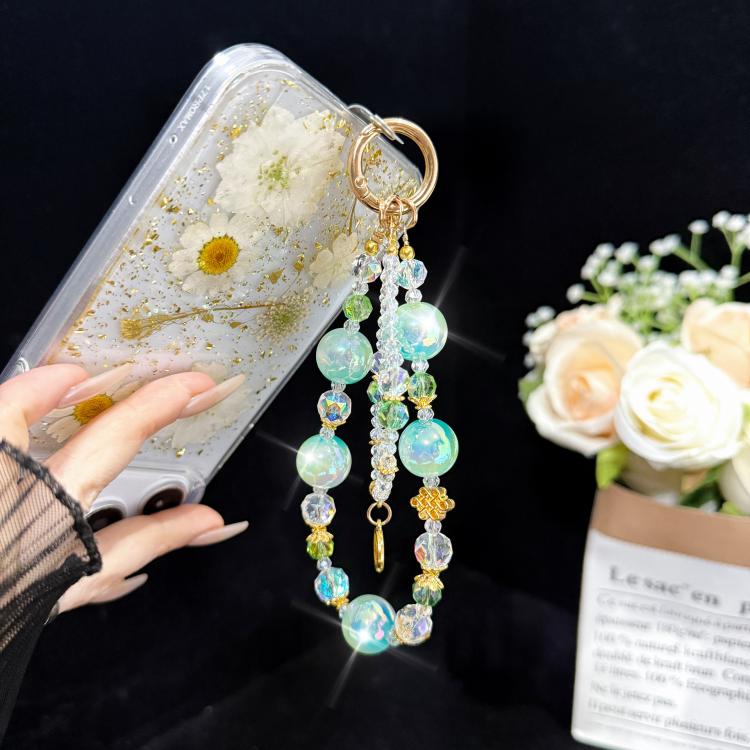 Five-way God of Wealth Pendant Double-layer Crystal Chain, Green, Purple, Pink