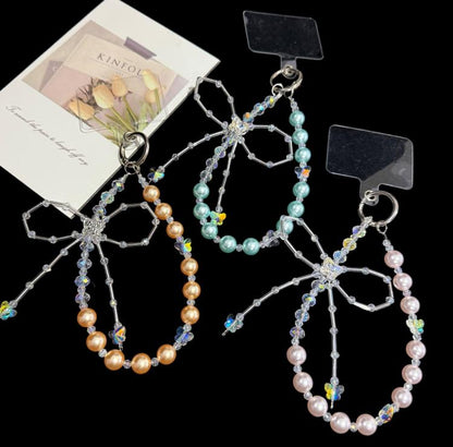 Bow Beaded Crystal Chain, Blue, Orange, Pink