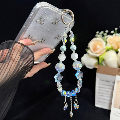 Iridescent Butterfly Glowing Beaded Crystal Chain, Blue, Green, White