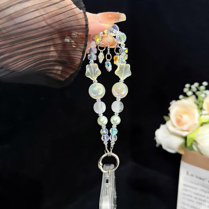 Iridescent Butterfly Glowing Beaded Crystal Chain, Blue, Green, White