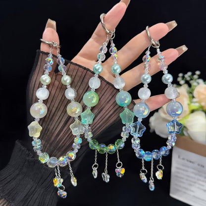 Iridescent Butterfly Glowing Beaded Crystal Chain, Blue, Green, White