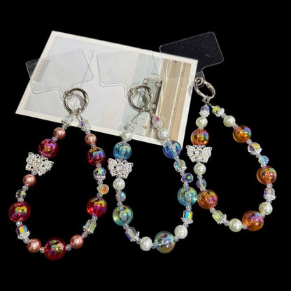 Iridescent Bead & Butterfly Shadow Crystal Chain, Blue, Yellow, Red