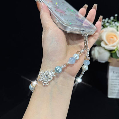Crown & Heart Bead Crystal Chain, Blue, Pink, Purple