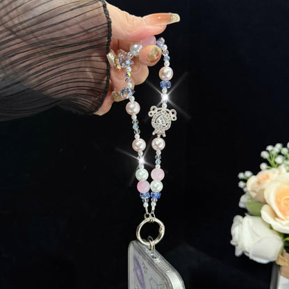 Crown & Heart Bead Crystal Chain, Blue, Pink, Purple