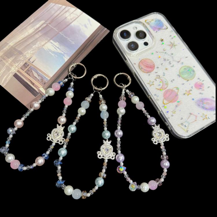 Crown & Heart Bead Crystal Chain, Blue, Pink, Purple