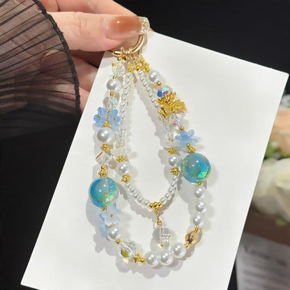 Gold Foil Bead Floral Pearl Double-layer Crystal Chain, Blue, Purple, Orange