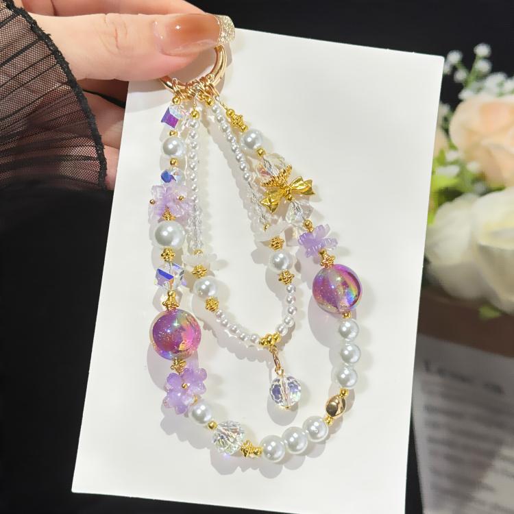 Gold Foil Bead Floral Pearl Double-layer Crystal Chain, Blue, Purple, Orange