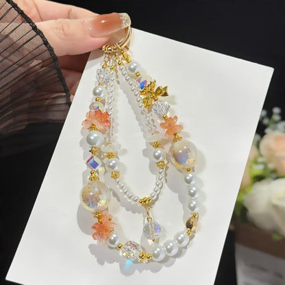 Gold Foil Bead Floral Pearl Double-layer Crystal Chain, Blue, Purple, Orange