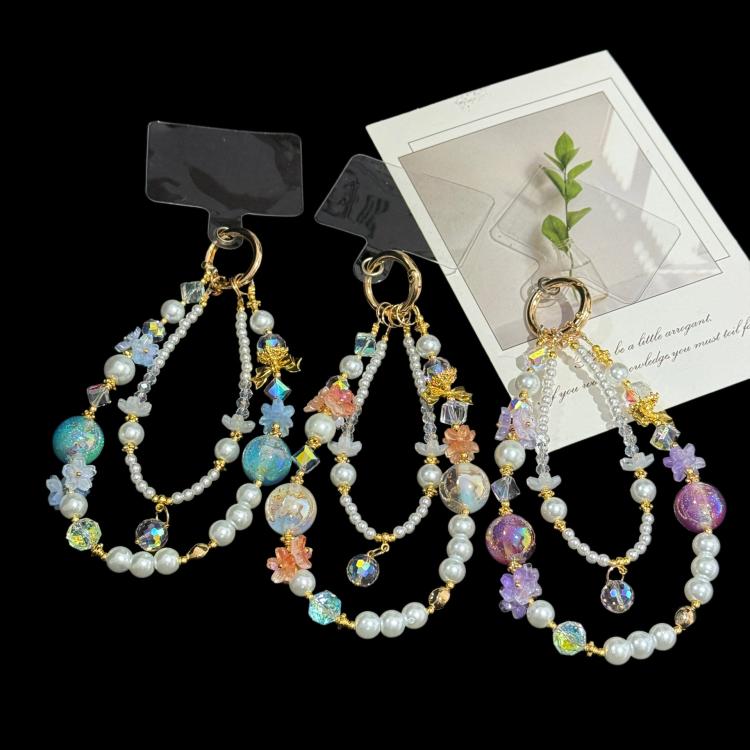 Gold Foil Bead Floral Pearl Double-layer Crystal Chain, Blue, Purple, Orange