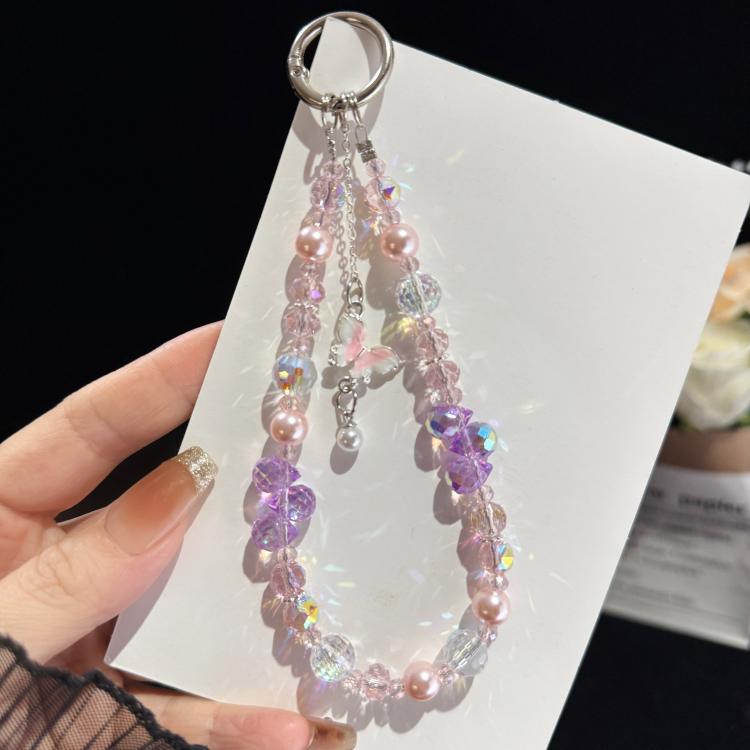 Dancing Butterfly Iridescent Crystal Phone Charm, Purple, Pink, Blue