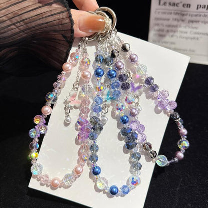 Dancing Butterfly Iridescent Crystal Phone Charm, Purple, Pink, Blue