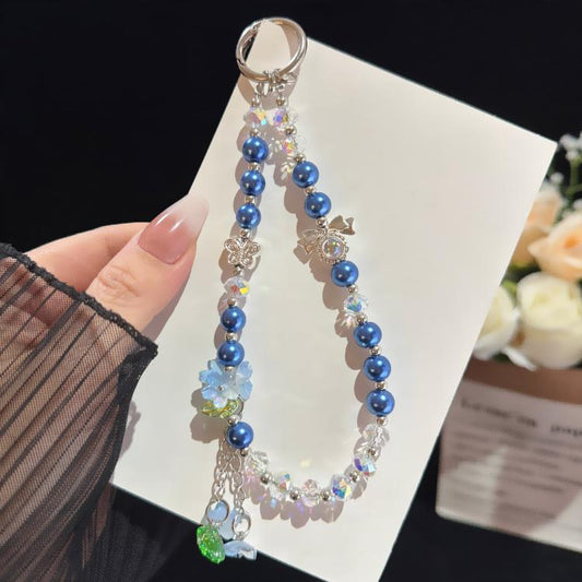 Butterfly Bead Floral Charm Pearl & Crystal Chain, Blue, Green, Pink