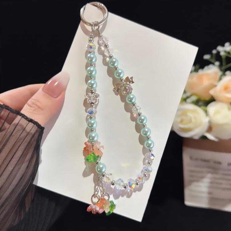 Butterfly Bead Floral Charm Pearl & Crystal Chain, Blue, Green, Pink
