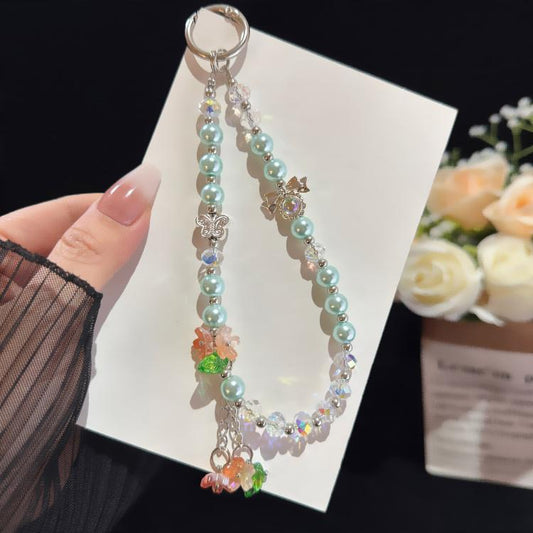 Butterfly Bead Floral Charm Pearl & Crystal Chain, Blue, Green, Pink