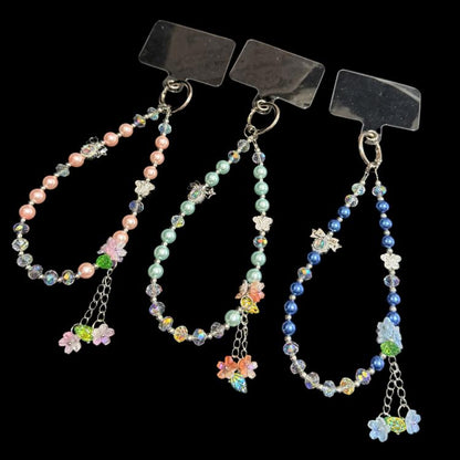 Butterfly Bead Floral Charm Pearl & Crystal Chain, Blue, Green, Pink