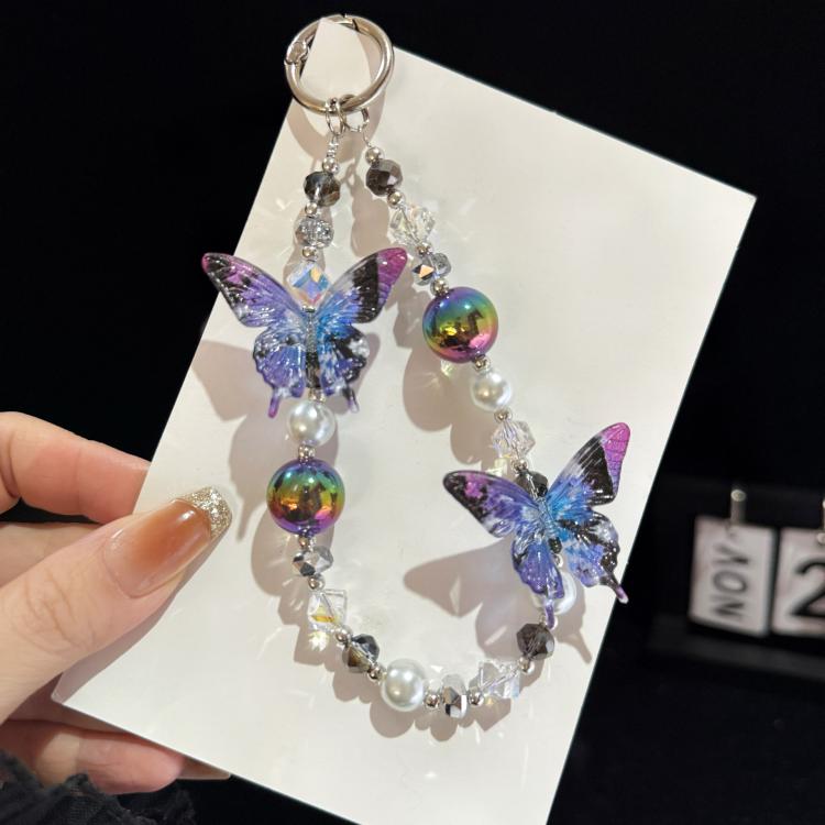 Iridescent Butterfly Crystal Chain, Colorful, Pink