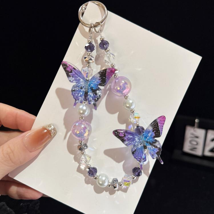 Iridescent Butterfly Crystal Chain, Colorful, Pink