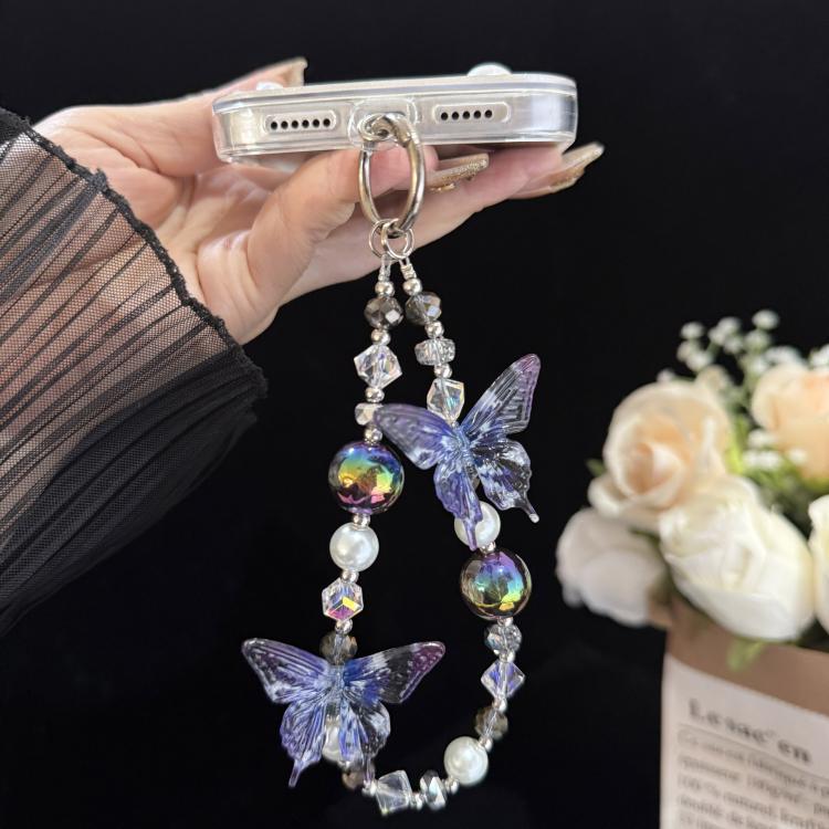 Iridescent Butterfly Crystal Chain, Colorful, Pink