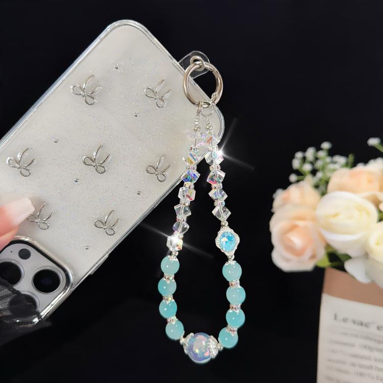 Pink Cyan Iridescent Bead Shining Crystal Chain, Blue, Pink