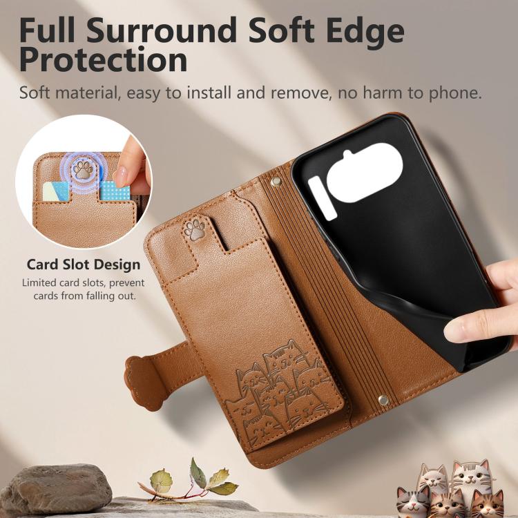 Cat-shaped Zipper Wallet Vegan Leather Phone Case with Strap, For Nothing Phone 4a